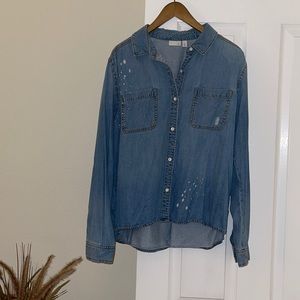 Nordstrom BP Distressed Denim Button Down Shirt